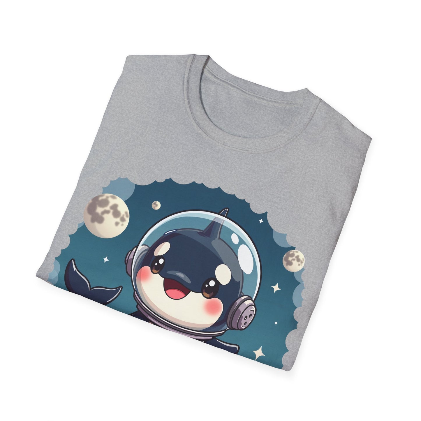 Space Orca Softstyle T-Shirt - Orca in a Spacesuit Walking on the Moon