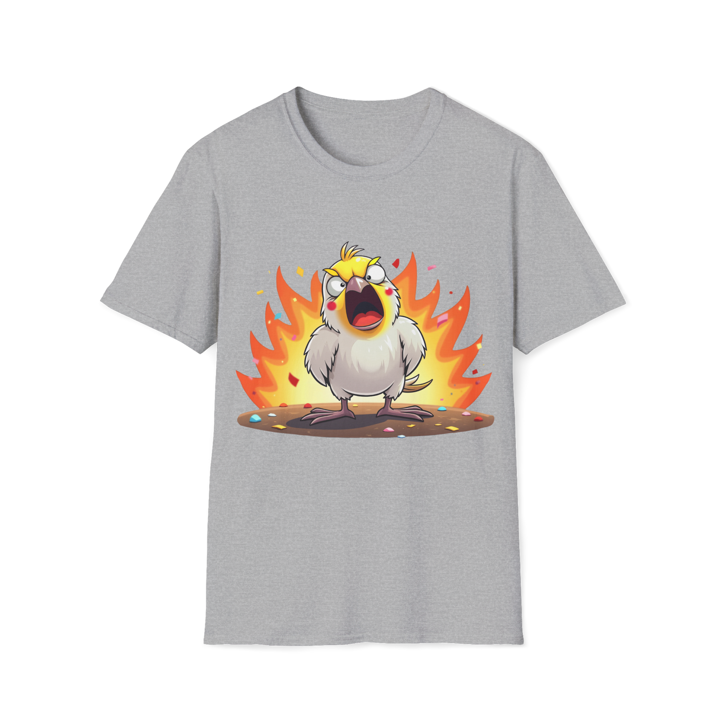 Fierce Cockatiel Unisex Softstyle T-Shirt - Explosive Parrot Tee