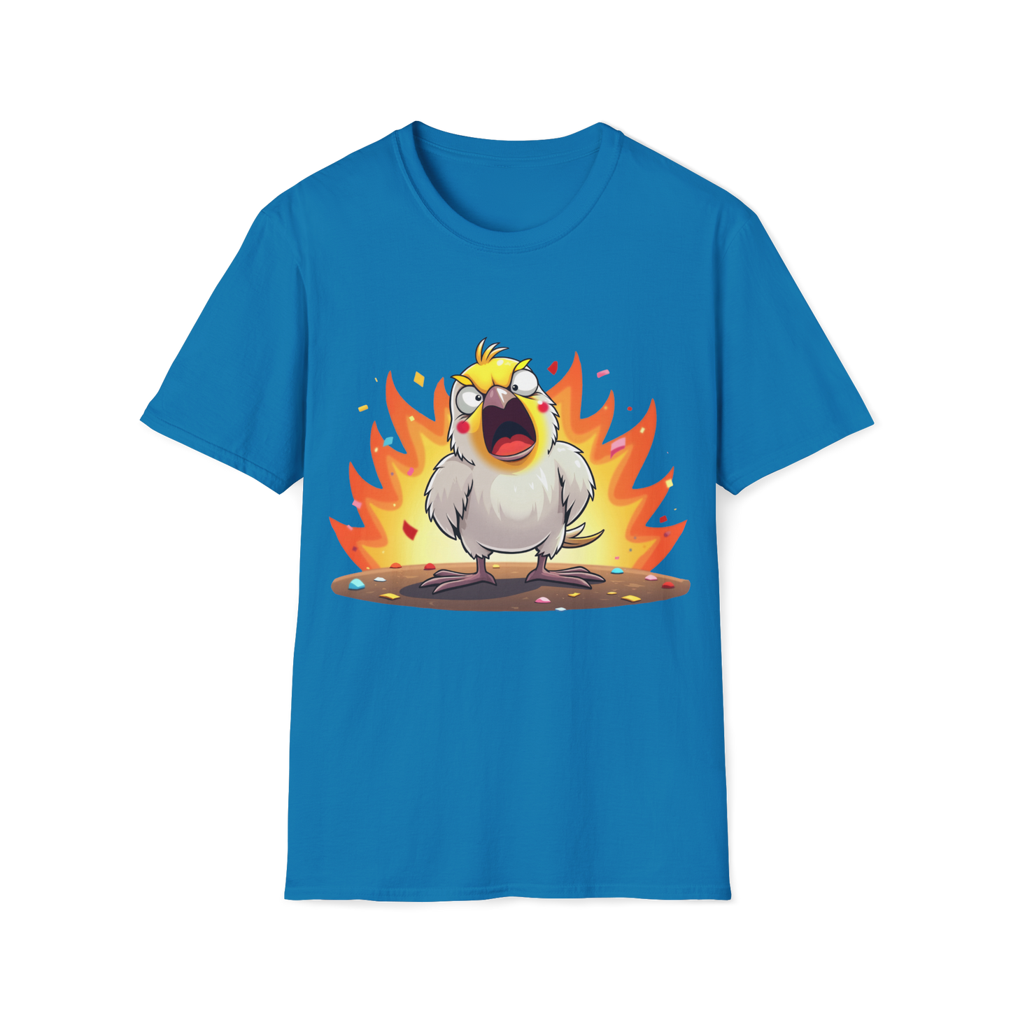 Fierce Cockatiel Unisex Softstyle T-Shirt - Explosive Parrot Tee