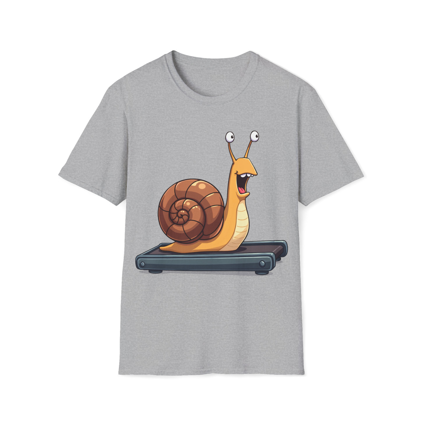 Snail Exercising Funny Unisex T-Shirt - Snail Running on a Treadmill Tee