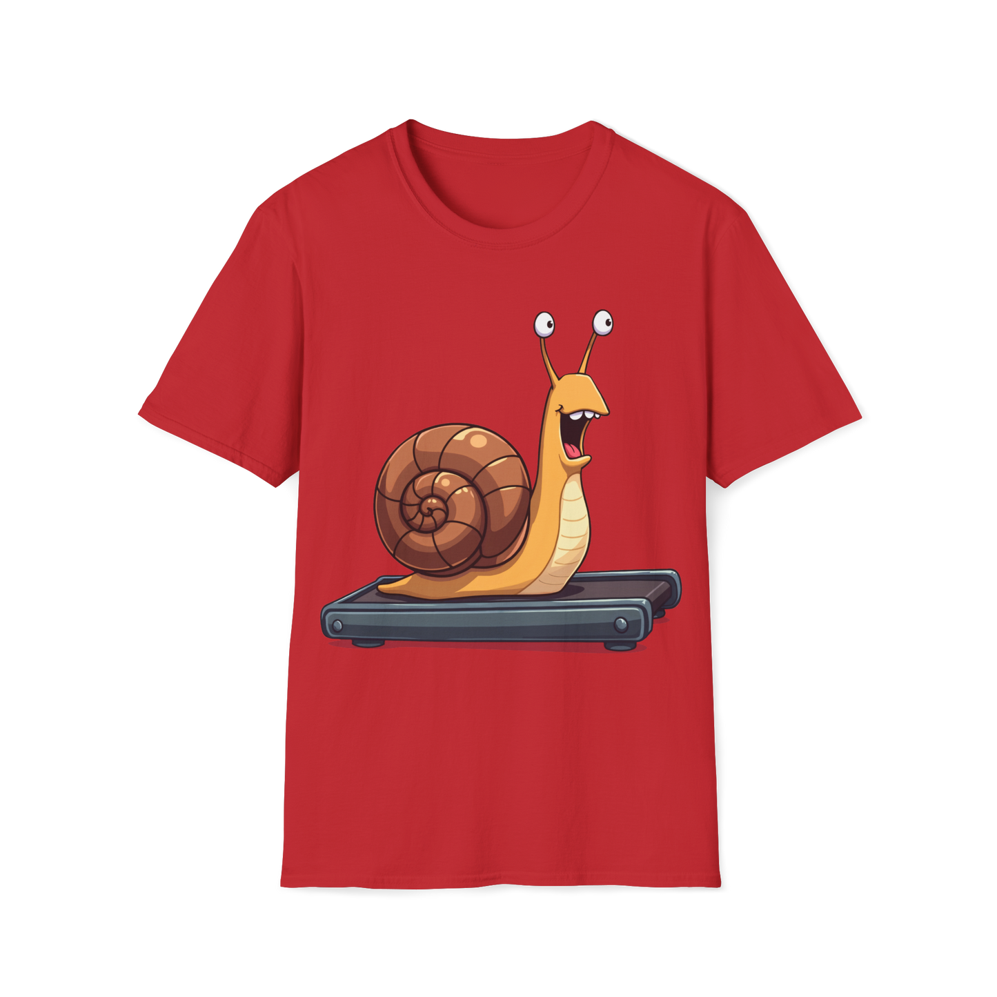 Snail Exercising Funny Unisex T-Shirt - Snail Running on a Treadmill Tee