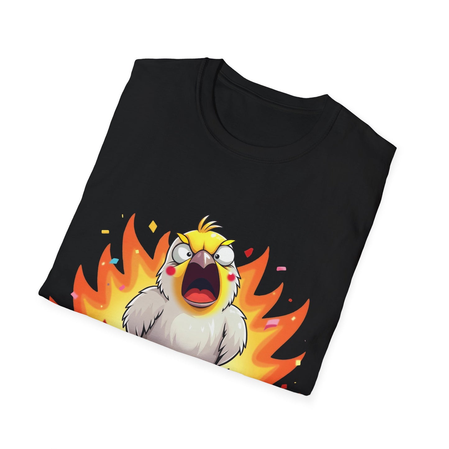 Fierce Cockatiel Unisex Softstyle T-Shirt - Explosive Parrot Tee