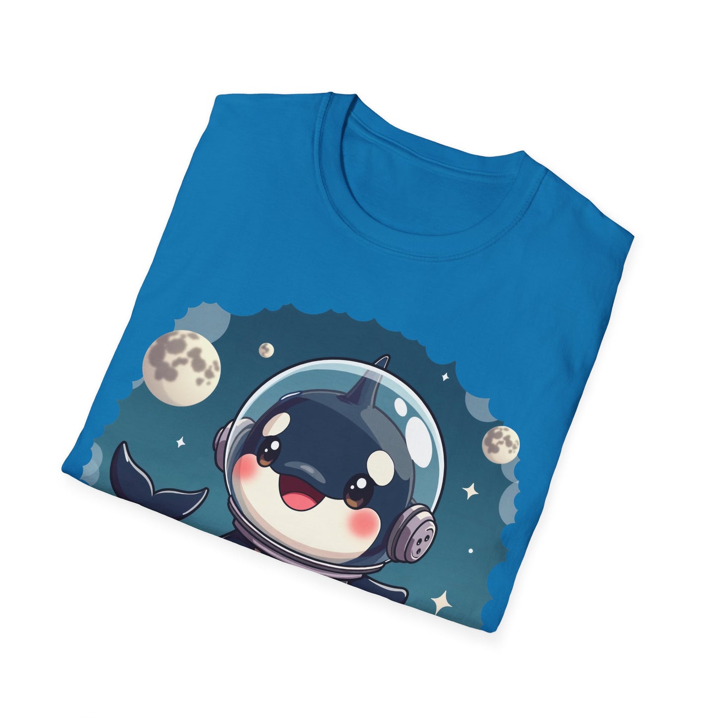 Space Orca Softstyle T-Shirt - Orca in a Spacesuit Walking on the Moon