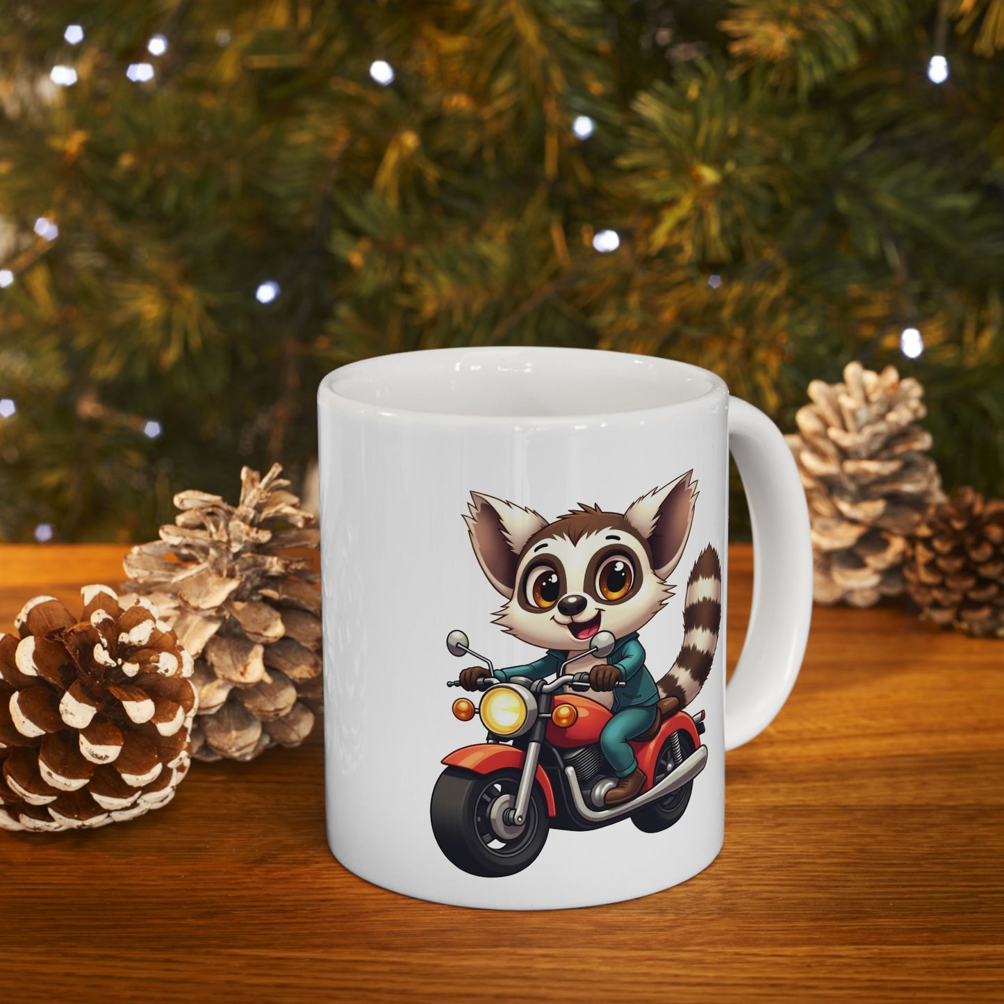 Lemur Motorcycle Mug - Lemur riding a motorcycle Coffee Cup 11oz