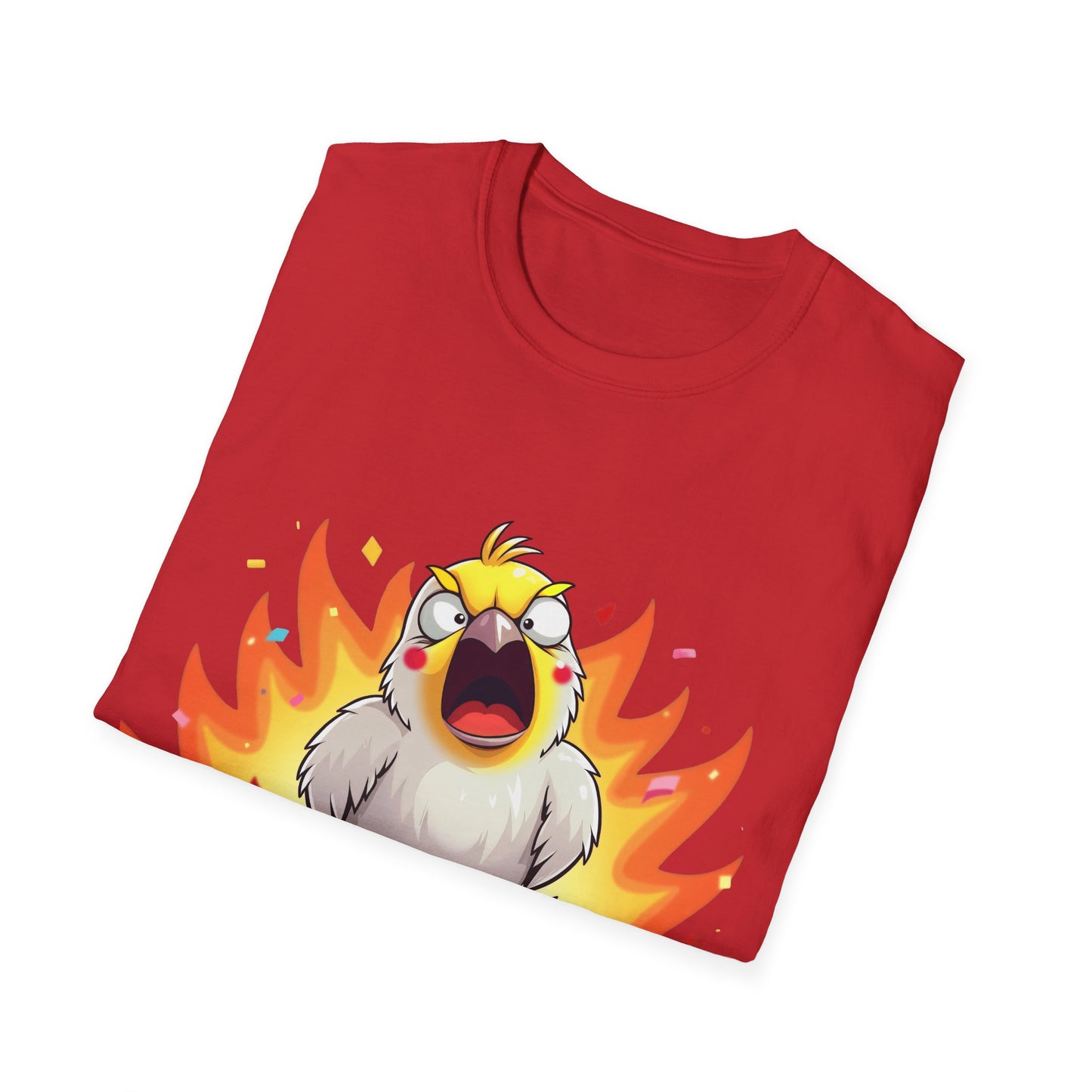 Fierce Cockatiel Unisex Softstyle T-Shirt - Explosive Parrot Tee