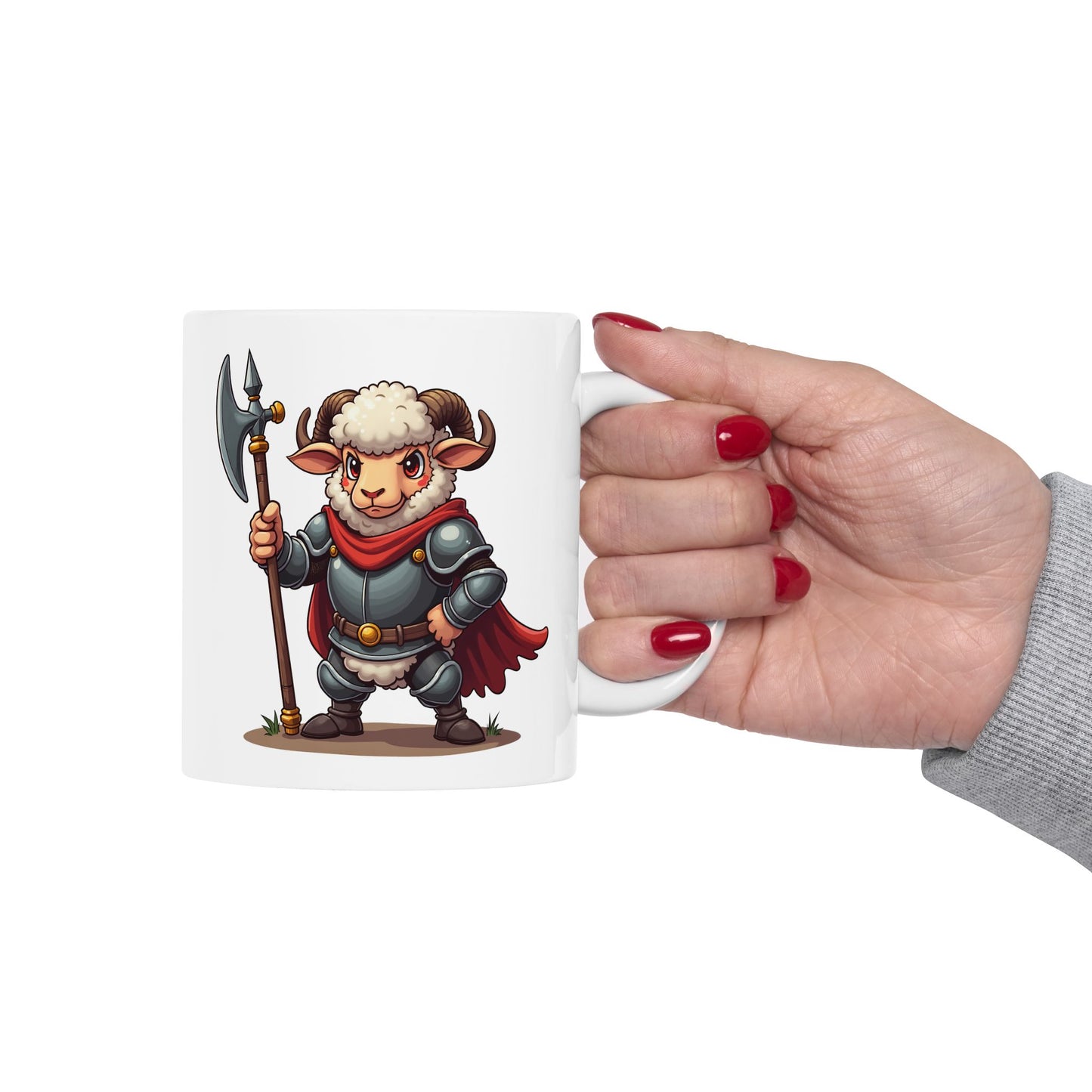 Medieval Ram Mug - Ram wearing Armor Coffee Cup 11oz