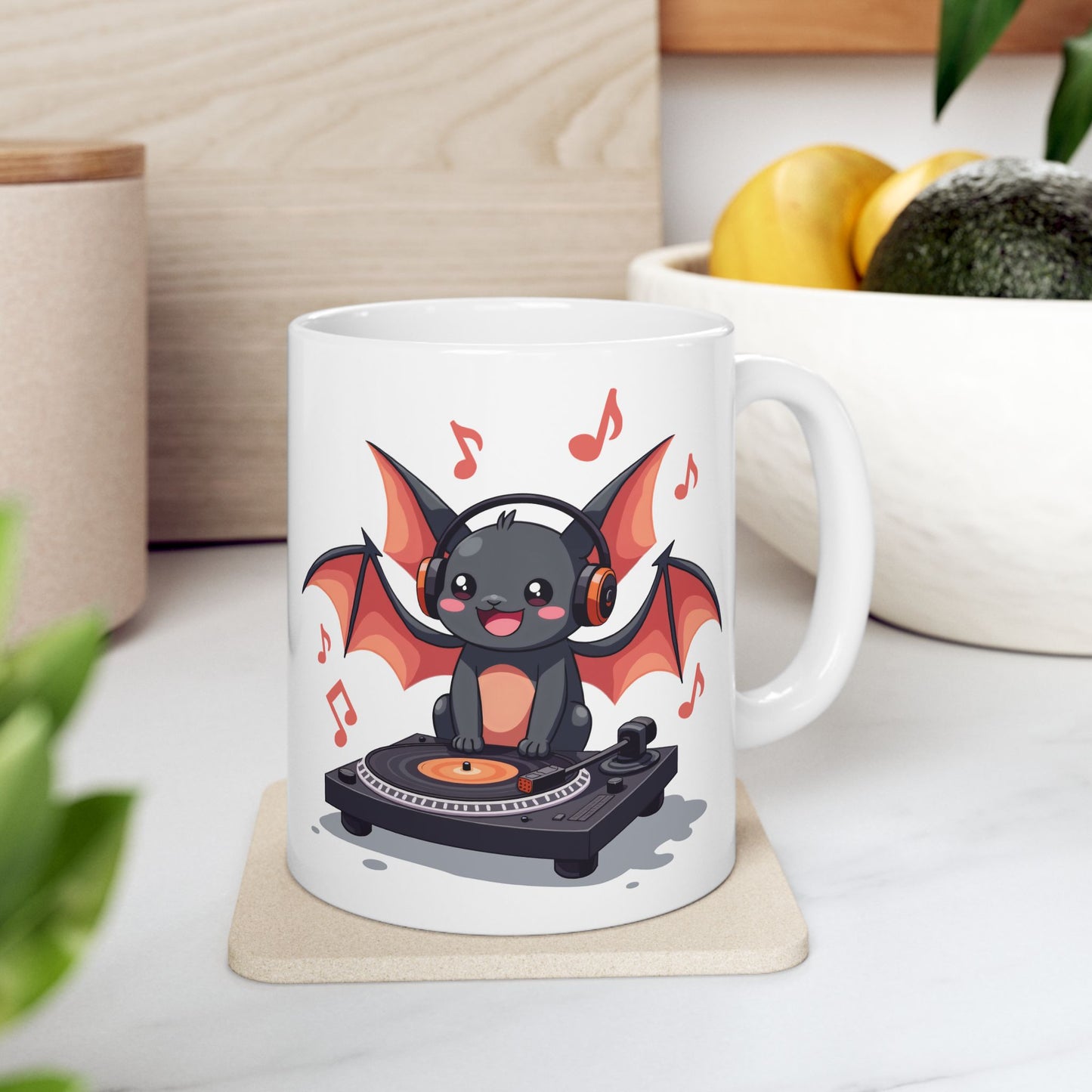 Bat DJ Mug - Bat at a Party Coffee Cup 11oz