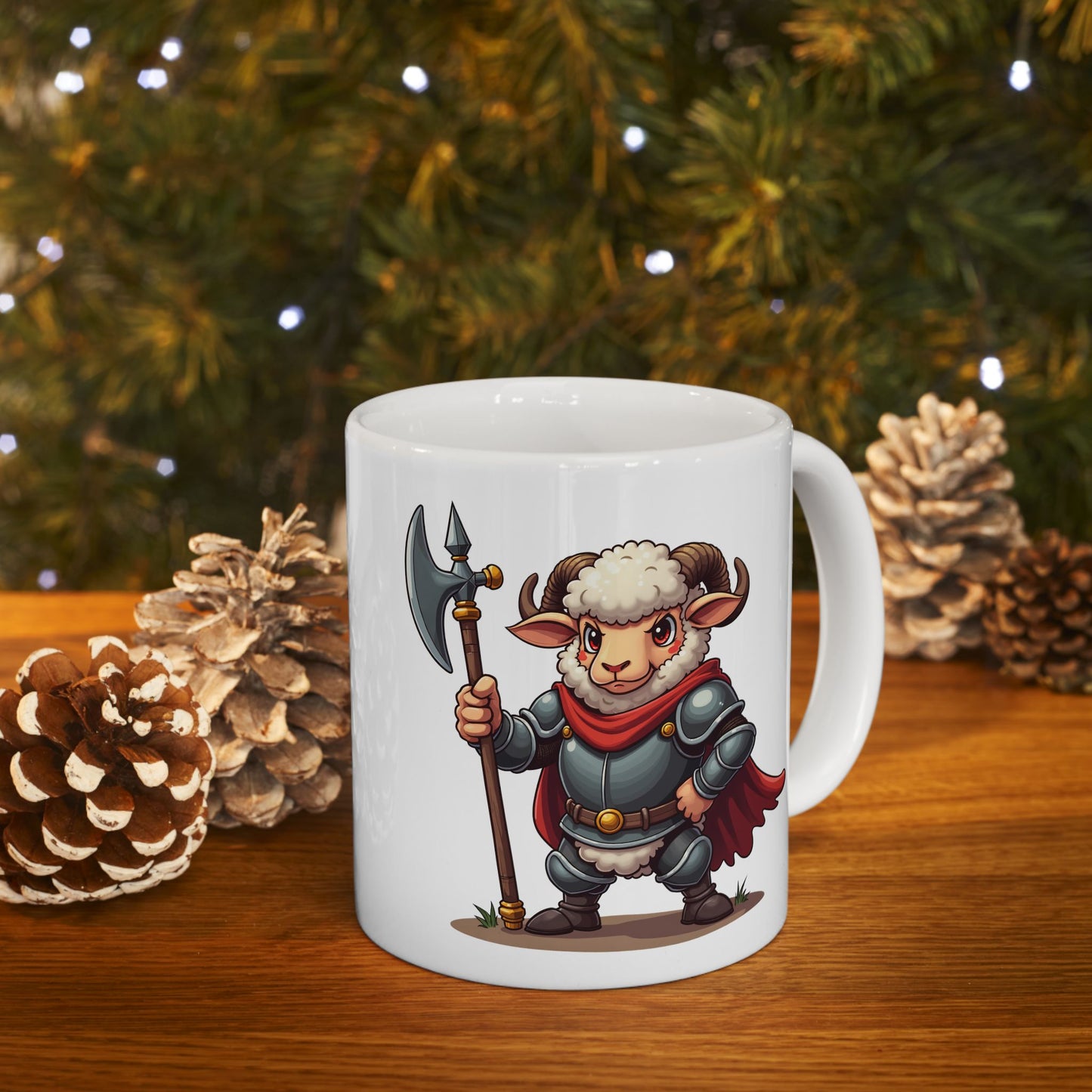 Medieval Ram Mug - Ram wearing Armor Coffee Cup 11oz