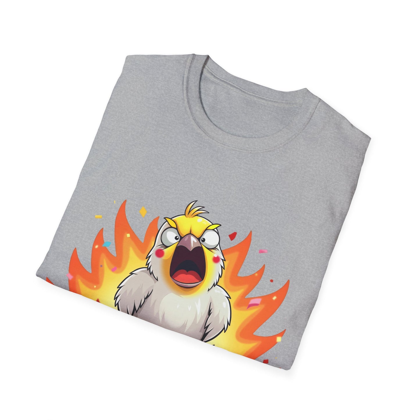 Fierce Cockatiel Unisex Softstyle T-Shirt - Explosive Parrot Tee