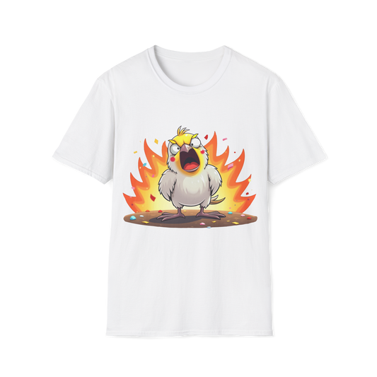 Fierce Cockatiel Unisex Softstyle T-Shirt - Explosive Parrot Tee
