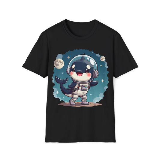 Space Orca Softstyle T-Shirt - Orca in a Spacesuit Walking on the Moon