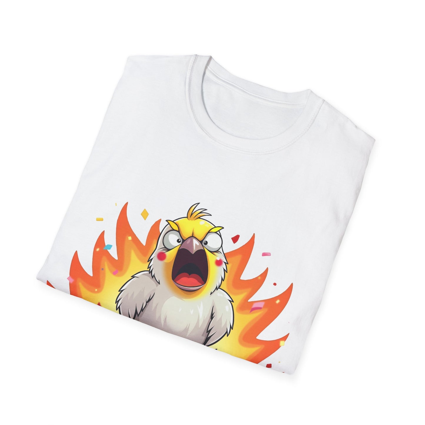 Fierce Cockatiel Unisex Softstyle T-Shirt - Explosive Parrot Tee