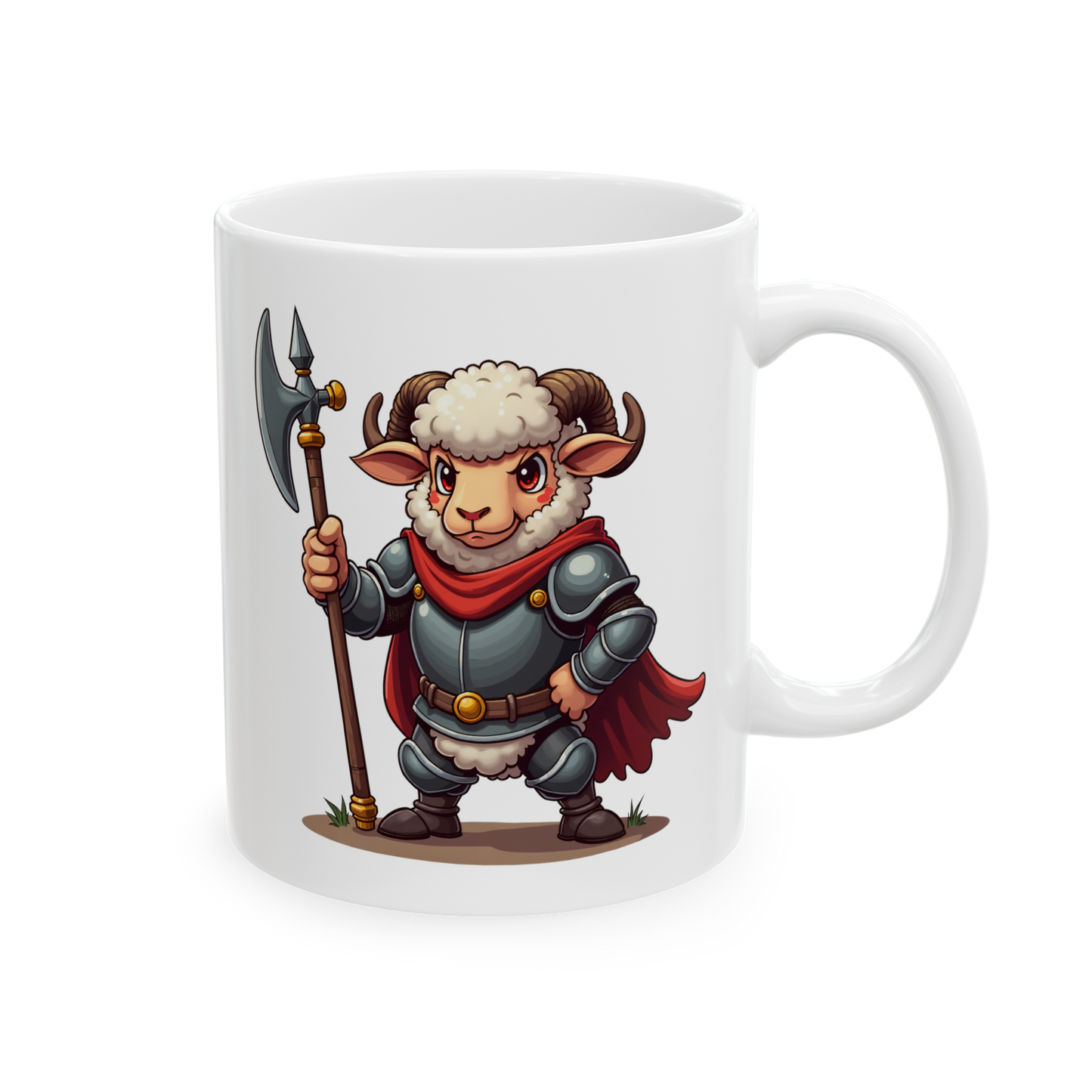 Medieval Ram Mug - Ram wearing Armor Coffee Cup 11oz