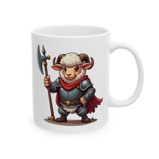 Medieval Ram Mug - Ram wearing Armor Coffee Cup 11oz