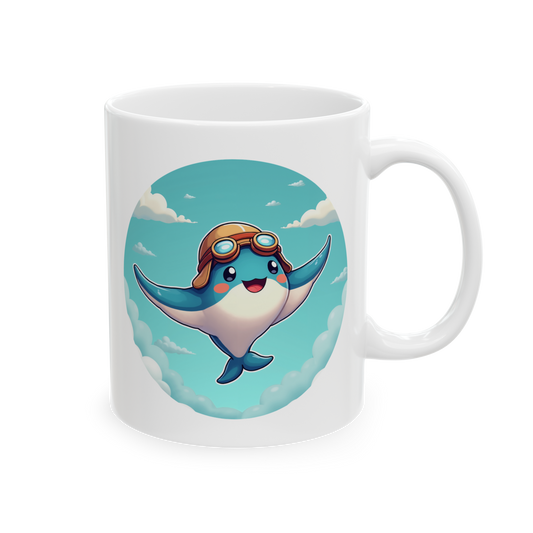 Soaring Manta Mug - Flying Manta ray Coffee Cup 11oz