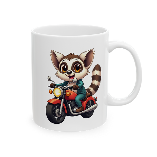 Lemur Motorcycle Mug - Lemur riding a motorcycle Coffee Cup 11oz