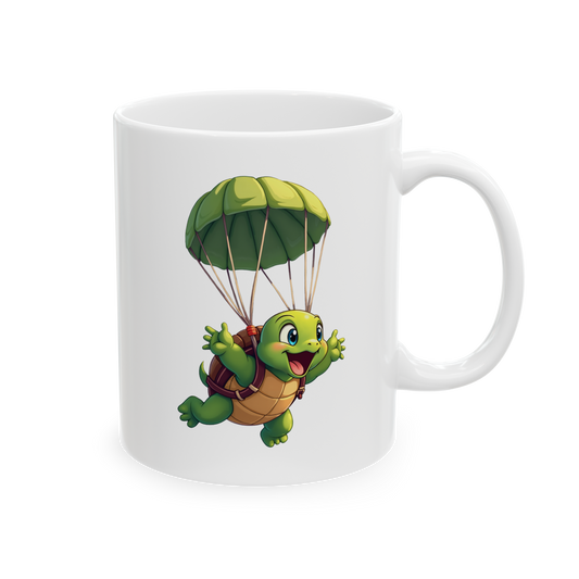 Turtle Parachuting Mug - Turtle skydiving Coffee Cup 11oz