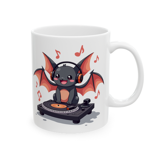 Bat DJ Mug - Bat at a Party Coffee Cup 11oz